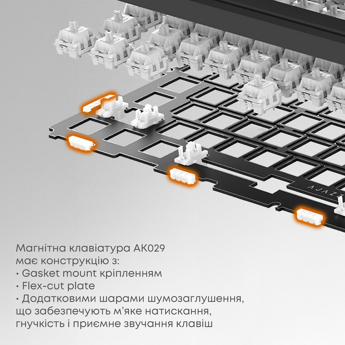 Дротова магнітна клавіатура Ajazz AK029 Meow Magnetic Switch (AK029-M-Y)