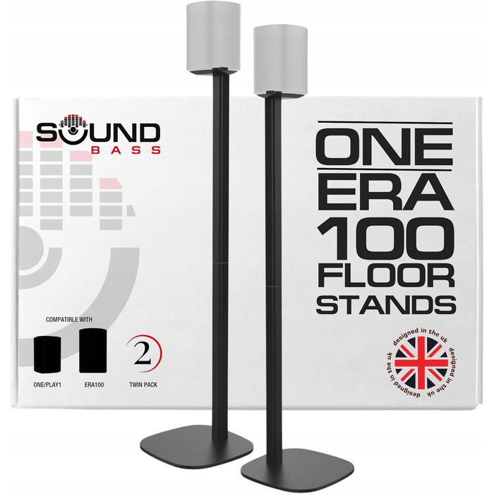 Підлогові стійки для Sonos One та Era 100, 1 м, чорні, комплект 2 шт.