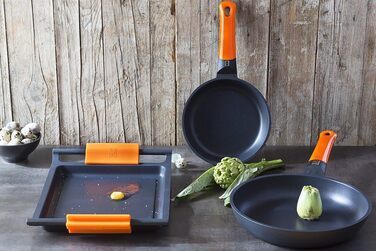 Гриль-сковорода BRA Efficient Orange 22 см, алюмінієва з антипригарним покриттям Platinum Plus, для індукції