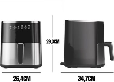 Аерофритюрниця HEINRICHS XXL 9L 10-в-1 з LED-дисплеєм та сенсорним керуванням, потужність 1800W, кошик, що миється в посудомийній машині