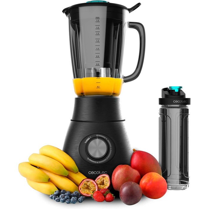 Cecotec Standmixer Power Black Titanium 2500MAX Go: потужний блендер з титановим покриттям 2500 Вт, 1.8 л, з пляшкою