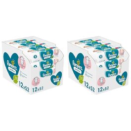 Дитячі вологі серветки Pampers Sensitive без аромату, 12 упаковок по 52 шт (624 шт) для ніжного очищення