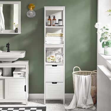 Висока шафа для ванної SoBuy FRG126-W, біла, з ніжками, 30x144x30 см – меблі для ванної кімнати