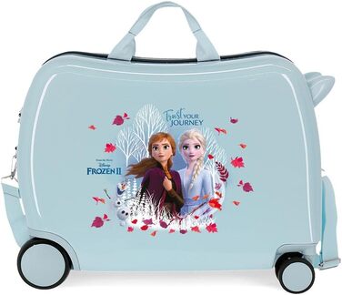 Дитяча валіза Disney Frozen «Довіряй своїй мандрівці», 50x38x20 см, синя, жорсткий корпус ABS, кодовий замок, 38 л, 2,1 кг, 4 колеса, ручна поклажа