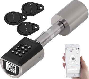 VisorTech електронний дверний циліндр-замок із Bluetooth, додатком та IP65, смарт-ключ, транспондер
