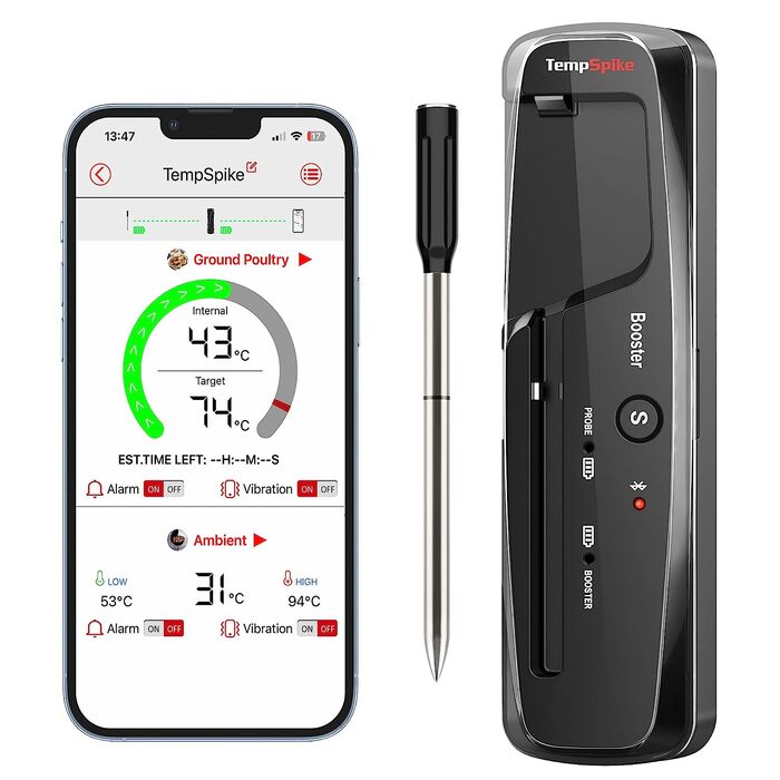 Бездротовий м'ясний термометр ThermoPro TempSpike TP961 Bluetooth, IP67, для гриля та духовки, до 150 м, безпечний для посудомийки