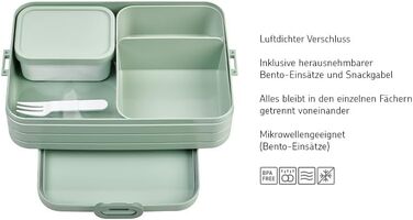 Набір ланчбоксів Mepal Lunch to go Set з контейнером Lunchpot, великий бенто-бокс з роздільниками для дорослих, Old Nordic Blue, Large