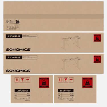 Електричний письмовий стіл SONGMICS 60×120 см, регульований по висоті, подвійний мотор, пам'ять на 4 положення, захист від зіткнень, вінтажний коричневий-чорний