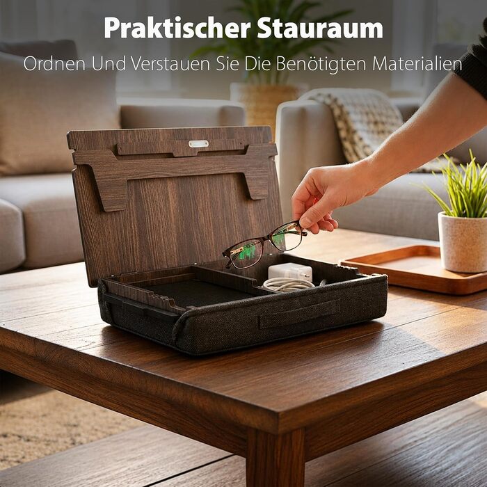 Підставка для ноутбука з подушкою Vigo Wood Laptray — стіл для ліжка та дивана, регульований тримач (Cambridge & Black)