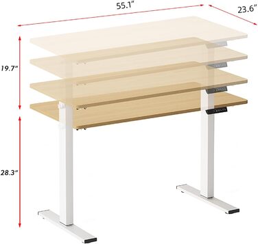 Електричний стіл Sogesfurniture 140x60 см, регульований за висотою, для офісу та дому, робочий комп'ютерний стіл з функцією пам'яті, тикове дерево