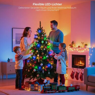 Розумна світлодіодна гірлянда YAYZA! для ялинки 20м, 200 LED RGB (16 млн кольорів), керування через App та пульт, водонепроникна IP44 для дому та вулиці