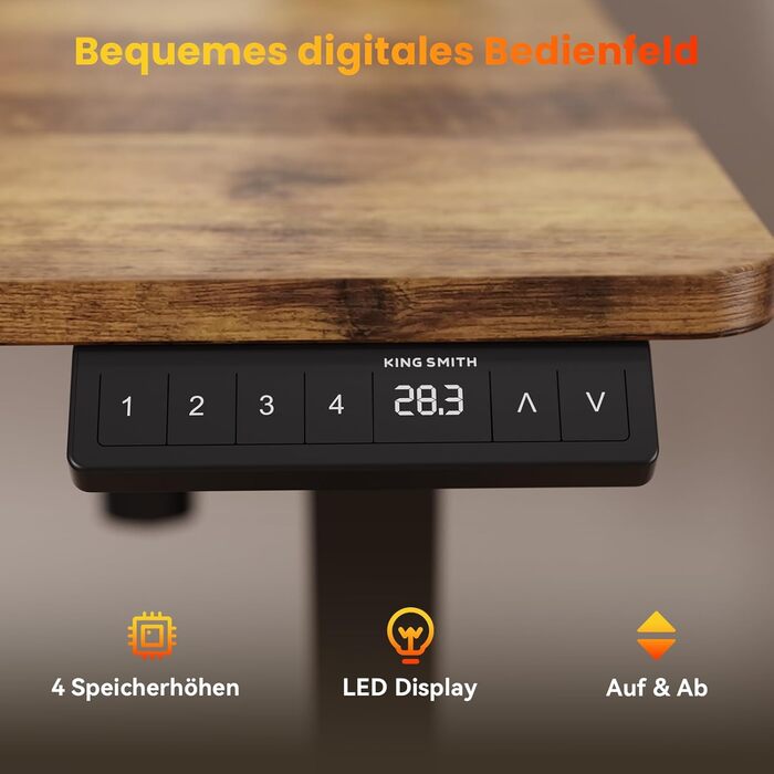 Регульований стіл WALKINGDESK для дому та офісу: електричний, з пам'яттю, 140x60 см, рустикальний коричневий