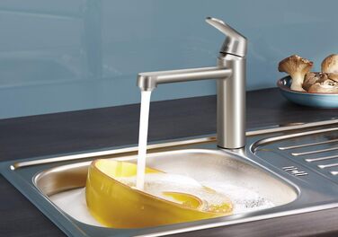 Змішувач кухонний GROHE Eurosmart Cosmopolitan 31180000: поворотний вилив 360°, економія води, Supersteel, хром