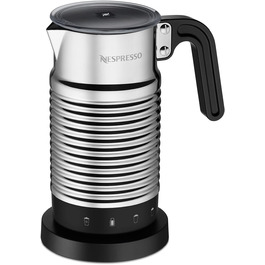 Електричний спінювач молока Nespresso Aeroccino 4, 120 мл кремової пінки, 240 мл гарячого молока, підходить для посудомийної машини, сріблястий