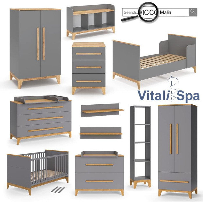Комод VitaliSpa Malia, сірий/дуб, 60x88 см