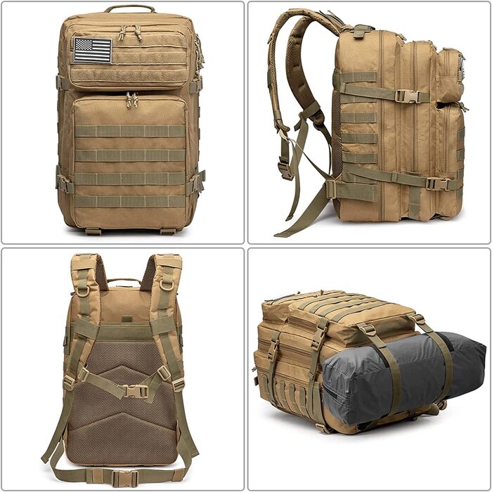 G4Free 40L Тактичний рюкзак для туризму, військовий рюкзак Molle, великий армійський рюкзак для кемпінгу, полювання, трекінгу, колір хакі
