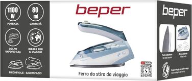 Дорожня праска BEPER з антипригарною підошвою, синя, компактна