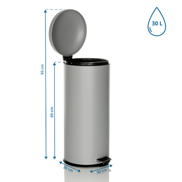 Відро для сміття / відро для педалей CLEAN VIII 30L сталь сірий hjh