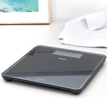 Ваги підлогові Beurer GS 400 Signature Line, скляні, чорні, велика платформа 31x31 см, дисплей XL, вантажопідйомність до 200 кг