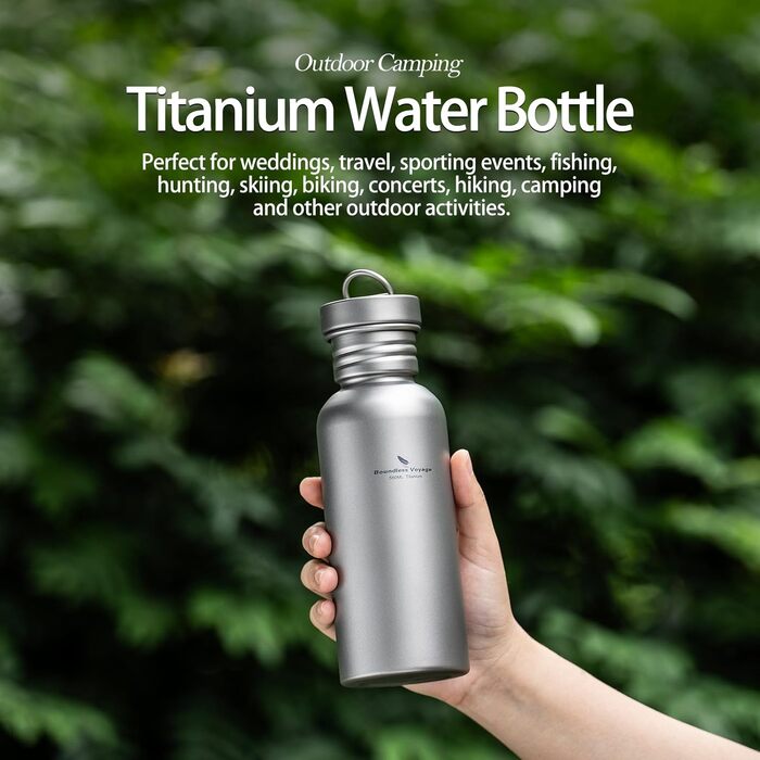 Фляга Titan Boundless Voyage Ti3002D-750ML для спорту, кемпінгу та туризму. Титанова, 750 мл