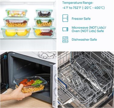 Набір із 15 скляних контейнерів Vtopmart для зберігання їжі з герметичними кришками, підходять для мікрохвильовки, морозильної камери та посудомийної машини