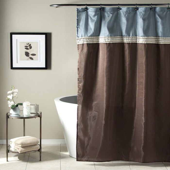 Шторка для душу Lush Decor Terra, поліестер, синьо-коричнева, 183x183 см