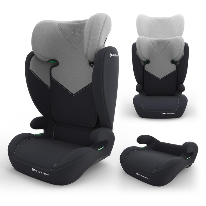 Дитяче автокрісло Kinderkraft I-SPARK 2 PRO (100-150 см), i-Size, 2 в 1, чорне/сіре