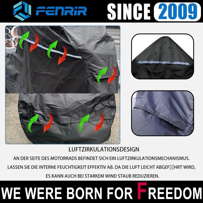 Чохол для мотоцикла FENRIR 420D, водонепроникний, для круїзерів і турингових мотоциклів, 275x110x130 см, для K1600GTL, R18, GL1800 Gold Wing, Roadmaster, Road Glide, Ultra Limited, CVO