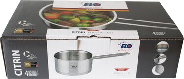 Каструля ELO 7243626 з довгою ручкою, нержавіюча сталь, універсальна для всіх типів плит, 16 см, 1,3 л, сіра