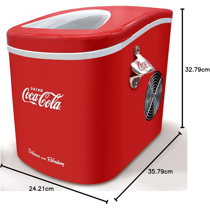 Льодогенератор Salco Coca-Cola, 12 кг, тихий, LED-дисплей, 2 розміри кубиків льоду, ідеально для вечірок і днів народження