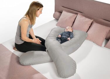 Подушка для вагітних Sleepling, подушка для сну на боці, Body Pillow U-подібної форми, сірий, 140 x 75 x 20 см, мікрофібра, знімний чохол, Ökotex, Made in EU