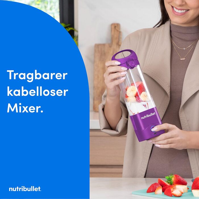 Портативний блендер nutribullet 475 мл, без BPA, USB-C, фіолетовий, багатофункціональний міксер для смузі