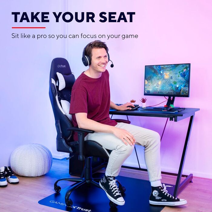 Ігрове крісло Trust Gaming GXT 708W Resto, біле, 360° обертання, знімні подушки, регульована висота, офісне крісло для комп'ютера