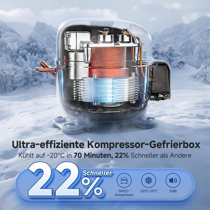Автомобільний холодильник AAOBOSI 50л: Електричний компресорний кулер IPX4, -20°C/+20°C для авто, вантажівки, кемпінгу, подорожей