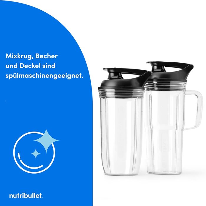 Стаціонарний блендер Nutribullet SmartSense Mixer Combo NBF550DG, 1500Вт, чаша 1.9л та стакани 700/900мл, 5 швидкостей, пульсаційний режим, чорний