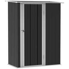 Outsunny Garden Shed Садовий сарай Садовий сарай з дверима Зовнішня сталь Темно-сірий 142 x 84 x 189 см