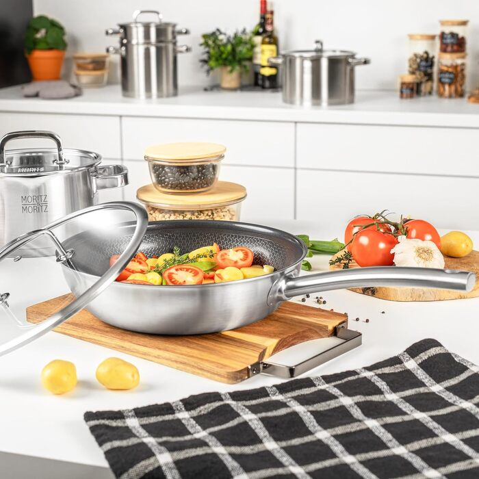 Універсальна кришка для сковорідок та каструль Moritz & Moritz 28 см, нержавіюча сталь, з паровим клапаном