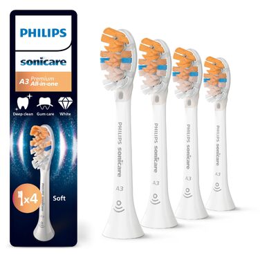 Смінні насадки для електричної зубної щітки Philips Sonicare A3 Premium All-in-One, білі, 6 шт, HX9096/87
