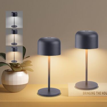 Klighten Набір з 2-х бездротових LED настільних ламп з акумулятором, димуванням, IP54, 21 см, USB-C, для дому та вулиці, антрацит, 3000K-6000K, тепле/нейтральне/холодне світло