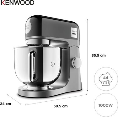 Планетарний міксер Kenwood kMix Editions KMX760BC, 1000 Вт, чаша з нержавіючої сталі 5 л, набір для кондитерів, антрацит