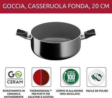 Каструля Lagostina Goccia 20 см з антипригарним покриттям, індукційна, з термоіндикатором