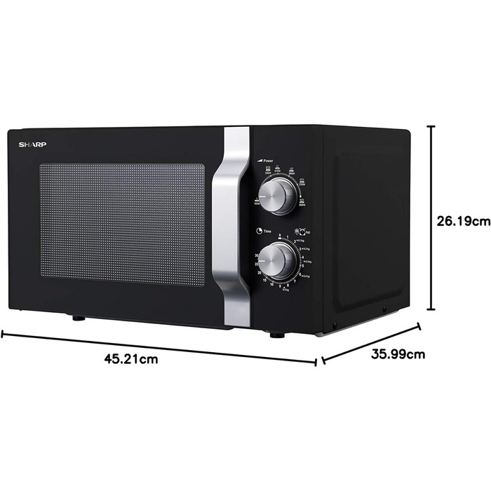 Мікрохвильова піч Sharp R204BA 20 л, 800 Вт, 6 режимів, таймер 30 хв, чорна
