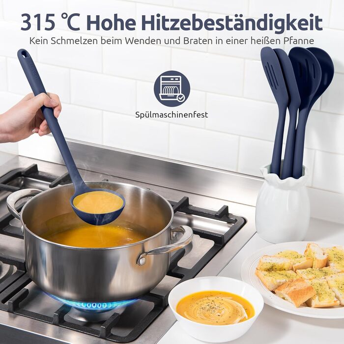 Набір кухонних аксесуарів U-Taste з силікону (5 шт.), стійкий до 315°C, BPA-free, антипригарне покриття, для приготування, перемішування, подачі