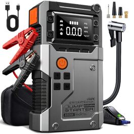 Бустер для автомобіля Starthilfe Powerbank 6000A — Пусковий пристрій для всіх типів авто, чорно-сірий
