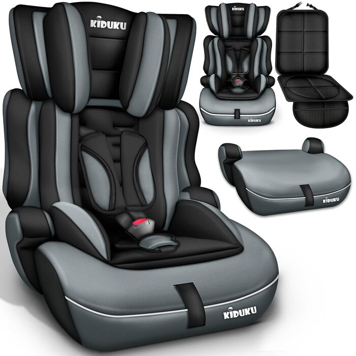 Автокрісло KIDUKU® 9-36 кг (1-12 років) 3-в-1, ECE R129/03, Група 1/2/3, чорний/сірий