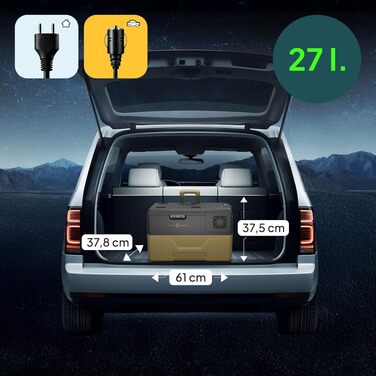 Автохолодильник електричний Peme Kompressor 27/39L для авто, кемпінгу: охолодження та підігрів, 12/24/220V, дисплей, Expedition (Storm Sand)