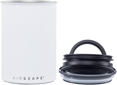 Контейнер для кави Airscape Planetary Design з нержавіючої сталі – контейнер для продуктів – запатентований герметичний кришка – зберігає свіжість продуктів (Medium, Матовий білий)