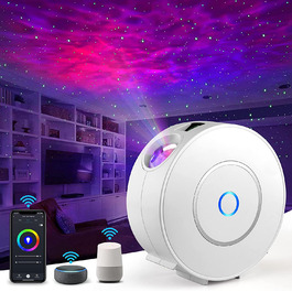 LED проєктор зоряного неба зі смарт-функціями, керування через Wi-Fi, 3D галактика, таймер, сумісність з Alexa та Google Assistant