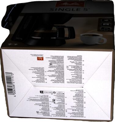 Кавоварка крапельна Melitta Single5, скляна колба, 5 чашок, чорна, з функцією захисту від крапель