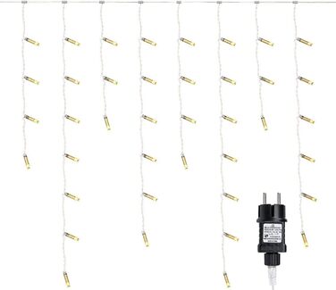 Гірлянда Gresonic 200 LED, 5м+10м, айсберг, тепле біле світло, для зовнішнього та внутрішнього використання, електрична, енергоефективна (A+), декор для дому та вулиці